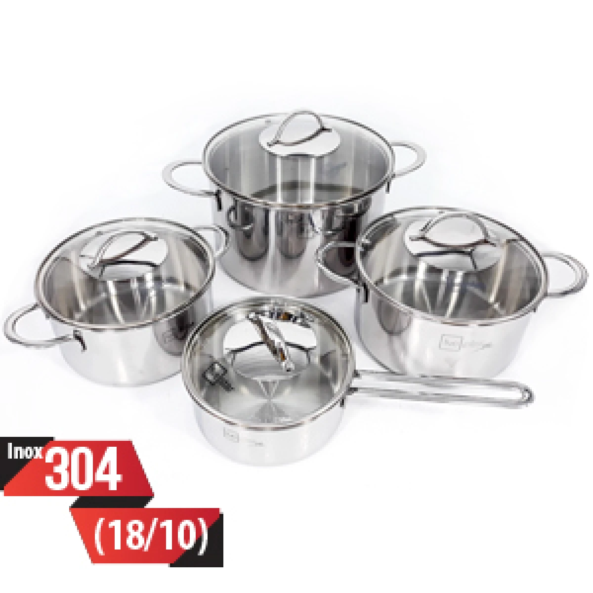 Bộ nồi inox 4 chiếc FIVET STAR nắp kính inox 304
