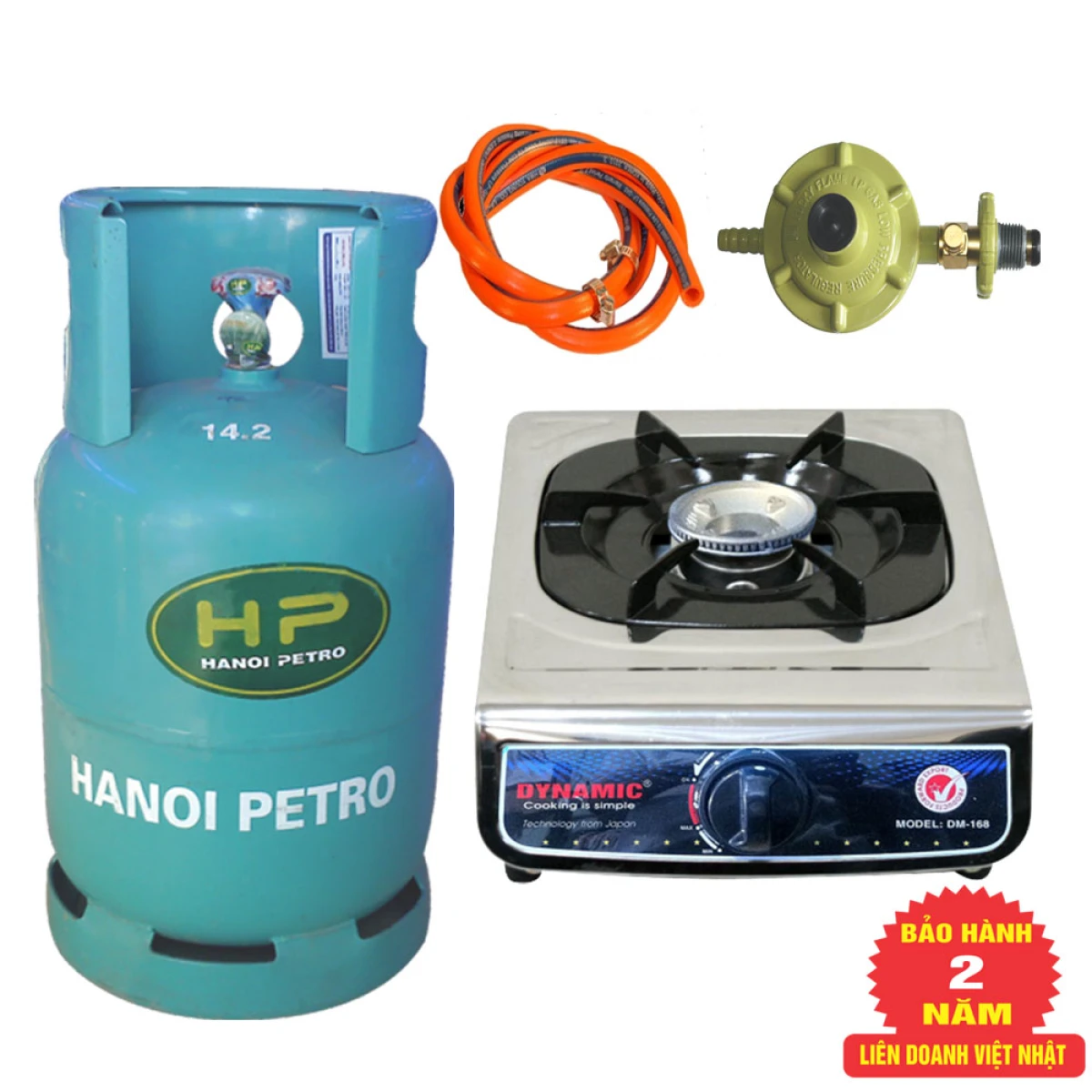 Bộ bình, van, dây, bếp gas đơn Inox cơ bản